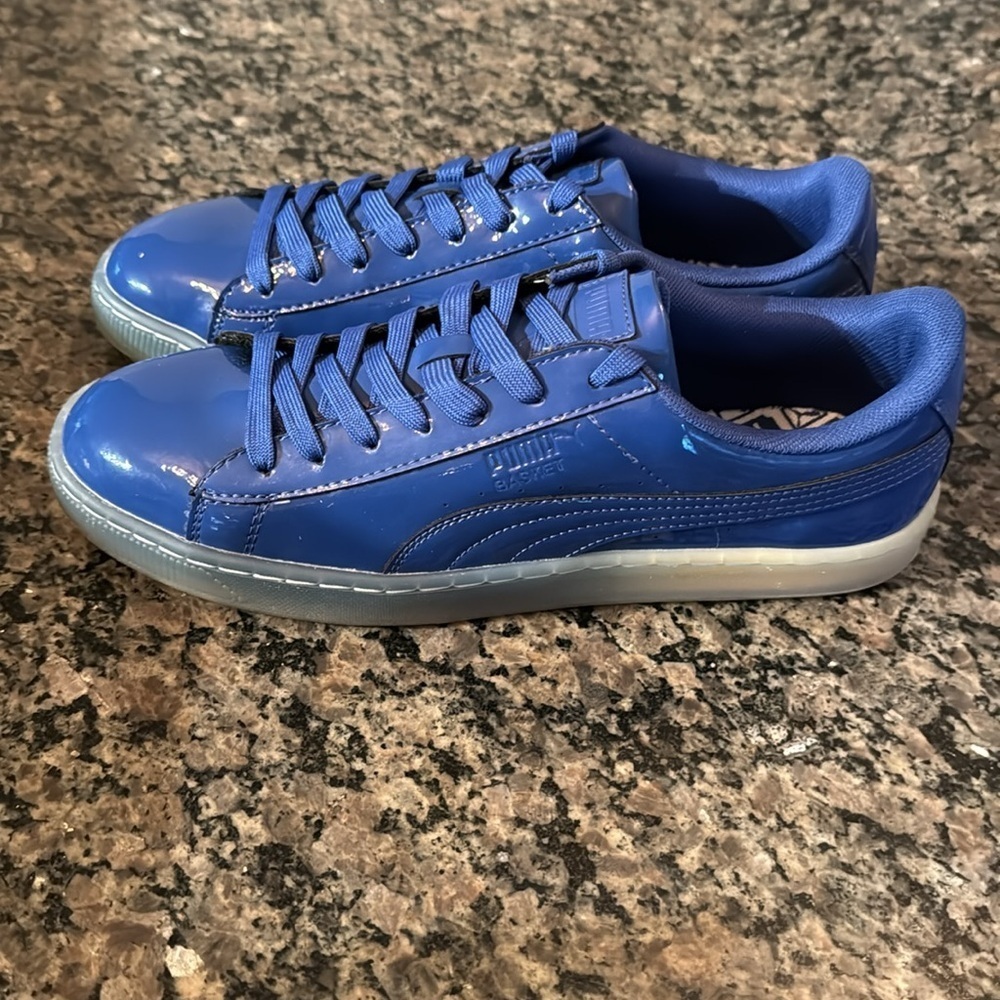 Puma Basket patent Ice Fade blue sneakers NIB 9.5 - Picture 6 of 10